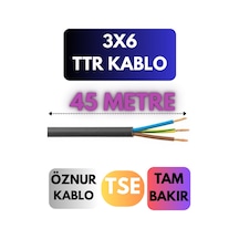 Öznur 3x6 Ttr Kablo Metre Seçenekli Siyah - 45 Metre