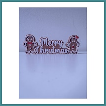 Trendexa 3d Baskı Zencefilli Kurabiye Merry Christmas Yazılı Yılbaşı Dekoratif Süs Mac Standart