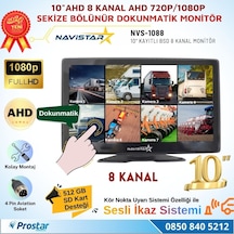 10 İnç 8 Kanal Dokunmatik Ahd 1080p/720p Kayıtlı Araç Monitörü 12-24v