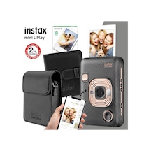 FujifilmInstax Mini Liplay Hybrid Elegant Black Fotoğraf Makinesi + 10'lu Film + Albüm + Deri Çanta 2 Siyah