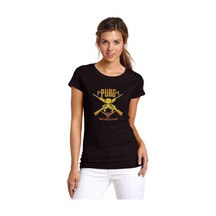 Pubg Kurukafa Sarı Baskılı Siyah Kadın Tshirt