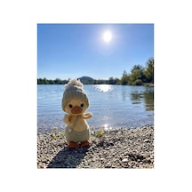El Yapımı Amigurumi Örgü Oyuncak 22cm Ponponlu Bere Bebek Odası Hediye Yeşil