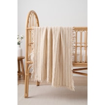 Çift Katlı Müslin Bebek Pike Örtü Yenidoğan Battaniyesi 85x95 Cm Bebek Pikesi Puset Örtüsü Kum