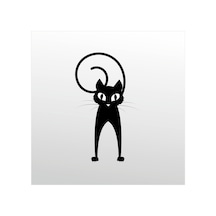 Folyo Sticker Şaşkın Kedi 90 Cm Uzunluk Siyah