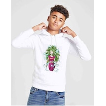 Tshirthane Anime Dragon Ball Reworku Baskılı Unisex Çocuk Kapüşonlu Sweat Beyaz
