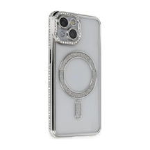 Mey İthalat iPhone Uyumlu 13 Kılıf Joke Simli Magneticsafe Kılıf - Gümüş Gumus