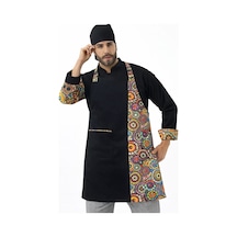 Askılı Önlük Desen Garnili Siyah Renkli Daire Siyah Renkli Daire