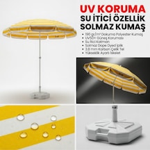 360 Dönebilen Plaj Şemsiyesi Uv Korumalı Su İtici Solmaz Kumaş 190 Gr Dokuma Polyester -sarı