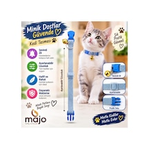 Baron Pet Kedi Boyun Tasması Zilli Ayarlanabilir Güvenlik Tokalı Dokuma - Mavi