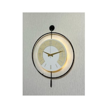 Pey Aksesuar 50x70 Cm Metal Ahşap Ve Işığın Muhteşem Uyumu Duvar Saati Dekoratif Ahşap-m54-siyah-beyaz-akça-akça