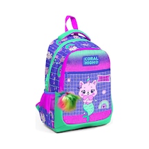 Coral High Kids Su Yeşili Lavanta Unicorn Kedi Desenli Üç Bölmeli Okul Sırt Çantası 23478