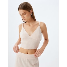 Koton Viskon Askılı Crop Pijama Üstü Pembe 5wlk90017mk Gül