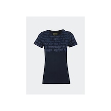 Fenerbahçe Lisanslı Kadın Tribün Pattern T-shirt Lacivert