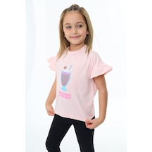 Toontoy Kids Toontoy Kız Çocuk Mılkshaek Everyday Baskılı Tişört Pudra