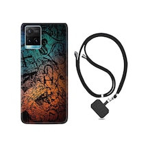 Vivo Y21 Kılıf Silikon Desen Boyun Askılı Işaretler Tuval 1716