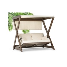 Holox Ladin Ahşap Salıncak Dış Mekan Bahçe, Teras Salıncağı -krem Krem