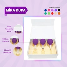 Silikon Vakumlu Mika Yüz Masaj Kupası 3'lü Set Koyu Mor Çok Renkli