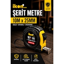 Şerit Metre 10m X 25mm Profesyonel Ölçü Metresi Dayanıklı Gövde Kilitli Mekanizma Hassas Ölçüm 10 M