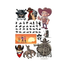 Kowboy Vahşi Batı Sticker Set 25 Parça Telefon, Tablet, Defter, Laptop Sticker