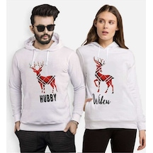 Tshirthane Hubby Wifey Geyik Sevgili Kombinleri Kapüşonlu Kombi