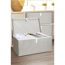 3 Adet Kapaklı Çok Amaçlı Hurç Saklama Kutusu Organizer Mega Plus 70 X 40 X 30 Cm Gri Gri