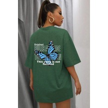 Unisex Kelebek Baskılı Tasarım Tshirt Yeşil Unisex Kelebek Baskılı Tasarım Tshirt Yeşil