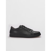 Cabani Hakiki Deri Siyah Bağcıklı Erkek Sneaker Ayakkabı Siyah