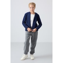 Tommy Life İndigo Kalın Yumuşak Dokulu Standart Fit Nakışlı Polar Kız Çocuk Sweatshirt - 75152 İndigo