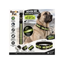 Baron Pet Köpek Boyun Tasması 50-67 Cm Reflektörlü Dokuma Metal Tokalı Sivas Kangal Ve Büyük Irk - Siyah Çok Renkli