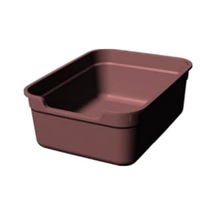 Bordo Renkli Açık Geniş Kedi Tuvaleti - Kolay Temizlenebilir Açık Bej