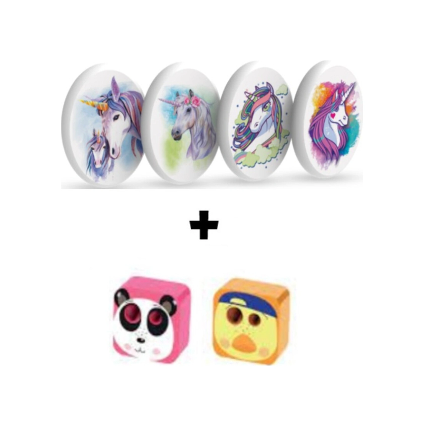 Sg.21 Silka 4 Adet Unicorn Silgi Ve 2 Adet Cubies Kalemtraş Seti Kız Öğrenci