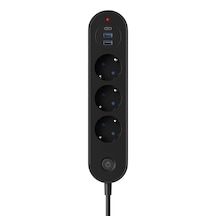 Termal Akım Korumalı 3 Priz + 3 Usb 2 Usb-a + 1 Usb-c Çoklayıcı 2500w Güvenlikli Anahtarlı Priz 2 M
