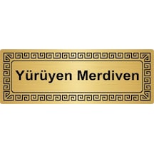 Yürüyen Merdiven 7cmx20cm Metal Yönlendirme Levhası Altın Renk Metal