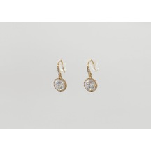 18k Rose Gold Plated Trapez Luna Drop Küpe Gold