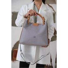 Just Polo Kadın Su Geçirmez Büyük Boy Lüks El Ve Omuz Çantası Shopper Ebat: 26 X 30 Cm Gri - Taba