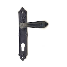Antika Tarz Dekoratif Pirinç Çiçekli Banyo Kapı Kolu - 240x40 Mm, Oksit