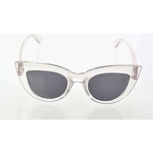 Şeffaf Beyaz Çerçeve Cat Eye Kadın Güneş Gözlüğü - Moda Gözlük Diğer