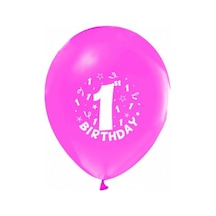 Balon Baskılı 12 İnc 1+1 Happy Birthday 1 Yaş Pembe Pk:100