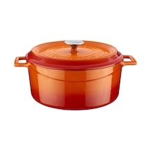 Lava Döküm Yuvarlak Tencere, Trendy, 28 Cm, 6.71 L Hacim, Turuncu Diğer