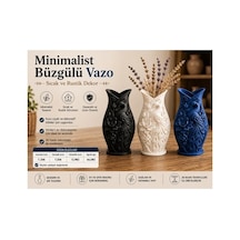Urartu 3d Koyu Mavi Zarif Çiçek Desenli Tavus Kuşu Temalı Vazo Model:hbcv0000gıı2rn