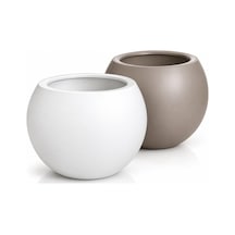 Dekoratif Saksı Seti 2'li Mocha & Beyaz Orta Boy Modern Küre Saksı Salon Ve Balkon İçin Bitki Saksısı Ş Diğer