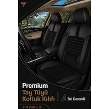 Peugeot 508 2011+ Uyumlu Atlas Serisi Tay Tüyü Bel Destekli Siyah Premium Koltuk Kılıfı