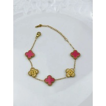 Kadın Yonca Figürlü Mineli Çelik Bileklik 9000