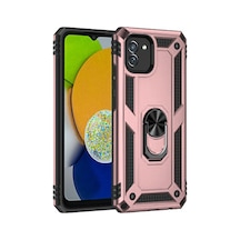 Samsung Galaxy  Uyumlu,  A03 Kılıf Sofya Yüzüklü Silikon Kapak - Rose