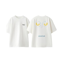 Thewert Avatar Göz Tasarım Sırt Baskılı Pamuk Beyaz Oversize T-shirt