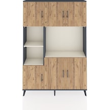 Arges Dolap 9 Raflı 6 Kapaklı 132x30x195 Antrasit-çam/aytaşı Atlas Çam/aytası
