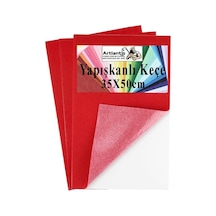 Kırmızı Yapışkanlı Keçe 35x50 Cm 3 Adet 2.0 Mm Kendinden Yapışkanlı Renkli Hobi Keçesi Elişi Keçe Kumaşı Diğer