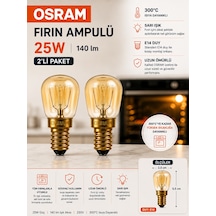 2 Adet 25w E14 Fırın Ampulü 300 C Isıya Dayanıklı Sarı Işık