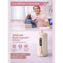 Va10 Bej Şarjlı Otomatik Elektrikli Kalemtıraş 2000mah 5 Kademe Uç Ayarlı, 6.9-12mm Jumbo Uyumlu, Type-c, Geniş Hazneli