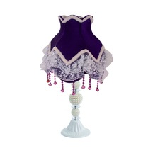 Mor Kadife Abajur İncili Metal Ayak Model Ab0772 Diğer